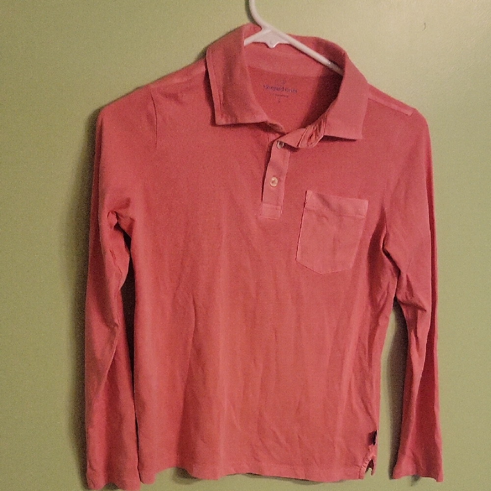 Vineyard Vines Coral Long Sleeve Polo